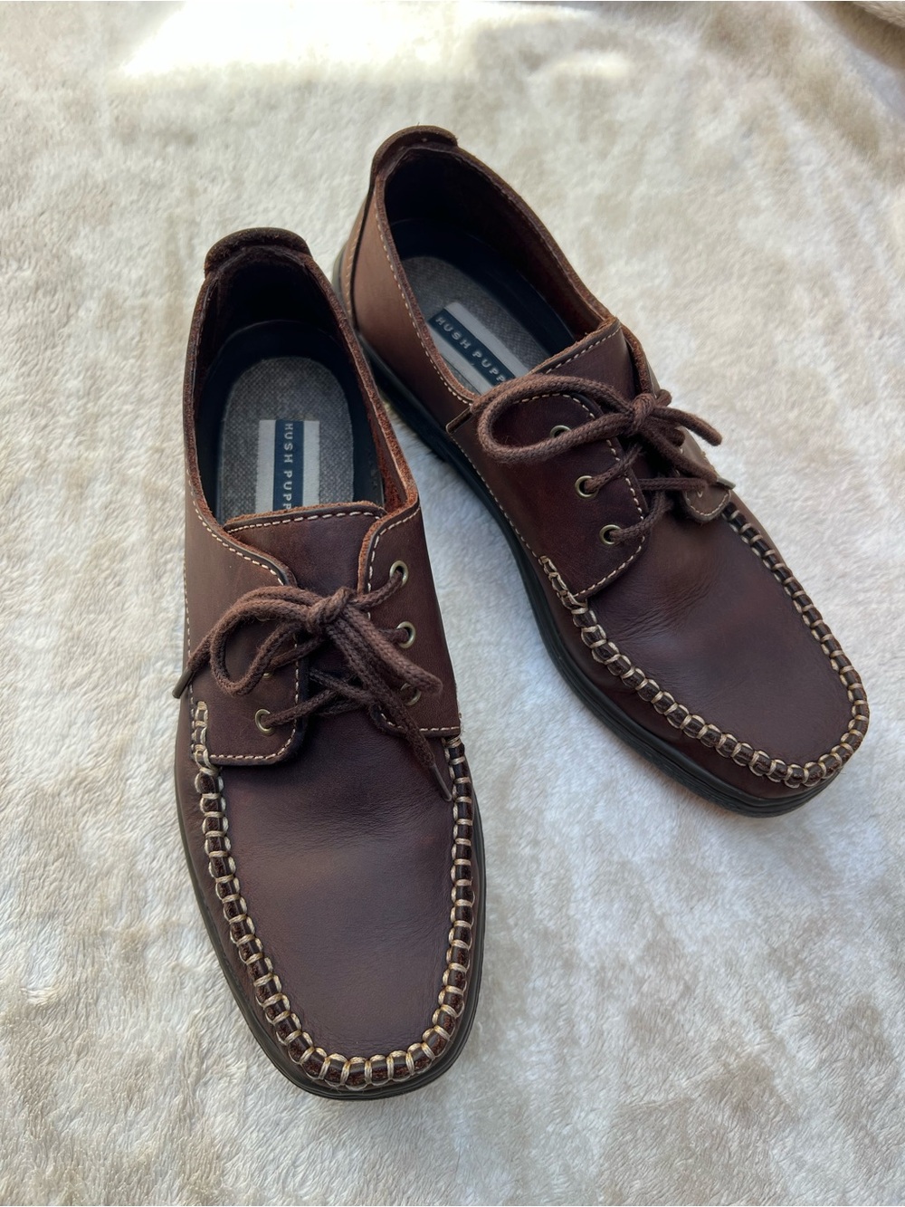 Hush Puppies Brown Genuine Leather Lace-Up Casual Oxford Shoes